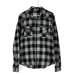 Pop Icon Clothing Flannel Shirt Buffalo Plaid Pearl Snap M